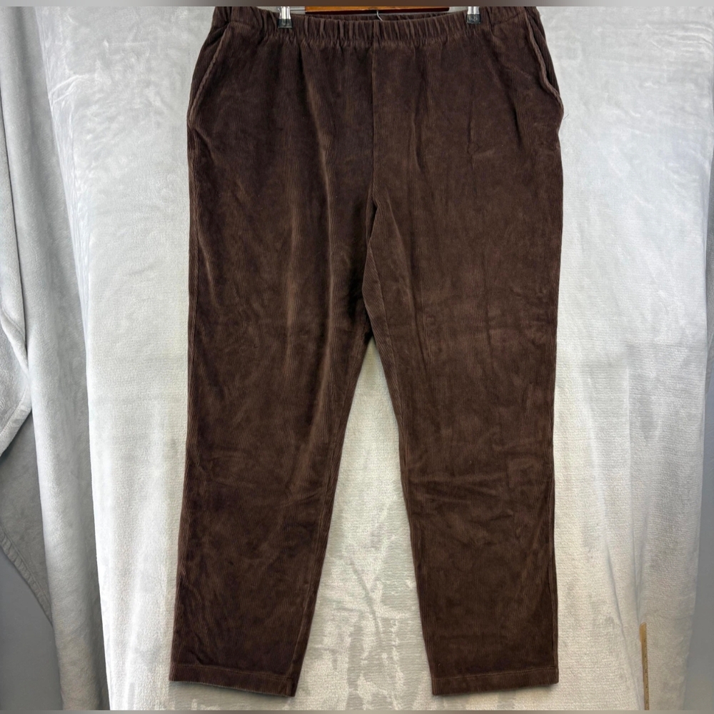 NWT - Land's End Women's Dark Earth Brown Corduroy Pants - 2X - Regular